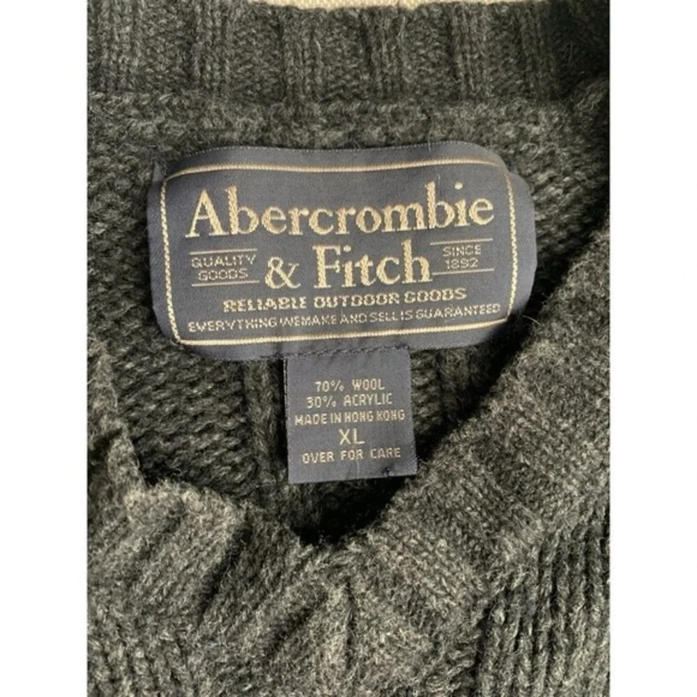 Abercrombie Fitch Wool Pullover Size‎ XL Sweater Cableknit Fisherman Grandpa